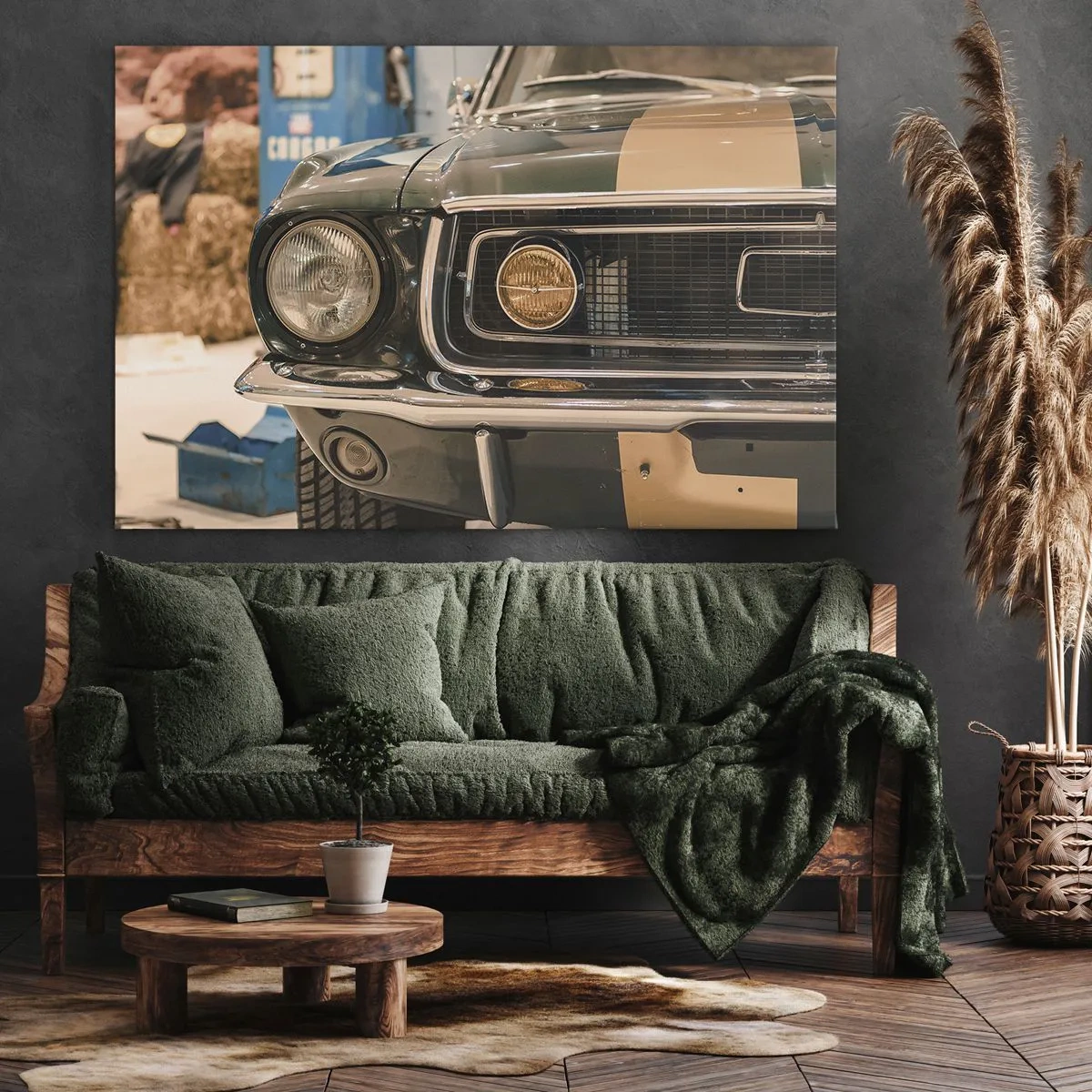 Obraz na plátně - Kultovní retro auto v klasickém prostředí - 70x50cm - Setkání s legendou - Moderní nástěnná dekorace do obývacího pokoje a ložnice ARTTOR