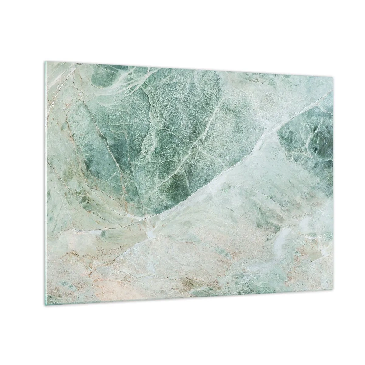 Obraz na skle - Zeleno-béžová textura připomínající přírodní kámen - 70x50cm - Ctný chlad kamene - Moderní nástěnná dekorace do obývacího pokoje a ložnice ARTTOR