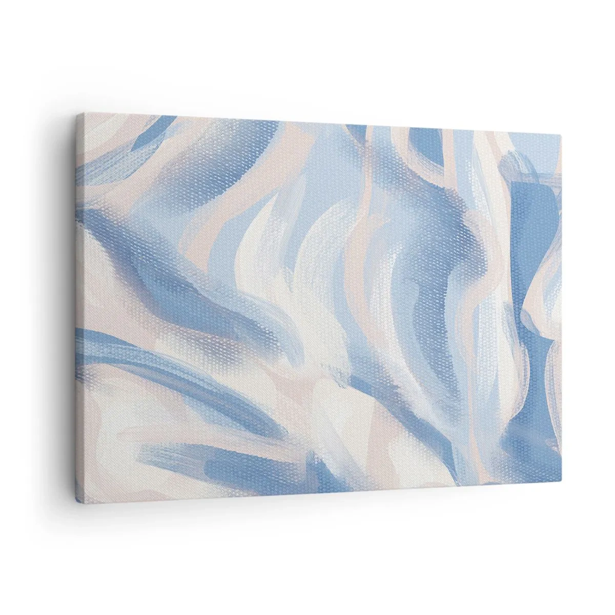 Obraz na plátně - Abstraktní tahy štětcem v odstínech modré a béžové - 70x50cm - Modré kolísání - Moderní nástěnná dekorace do obývacího pokoje a ložnice ARTTOR