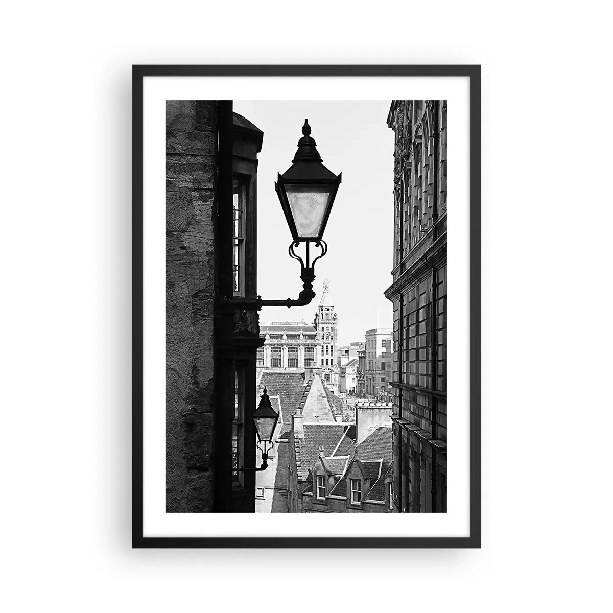 Plakát v černém rámu - Kouzlo úzkých uliček - 50x70cm - Edinburský příběh - Moderní nástěnná dekorace do obývacího pokoje a ložnice ARTTOR
