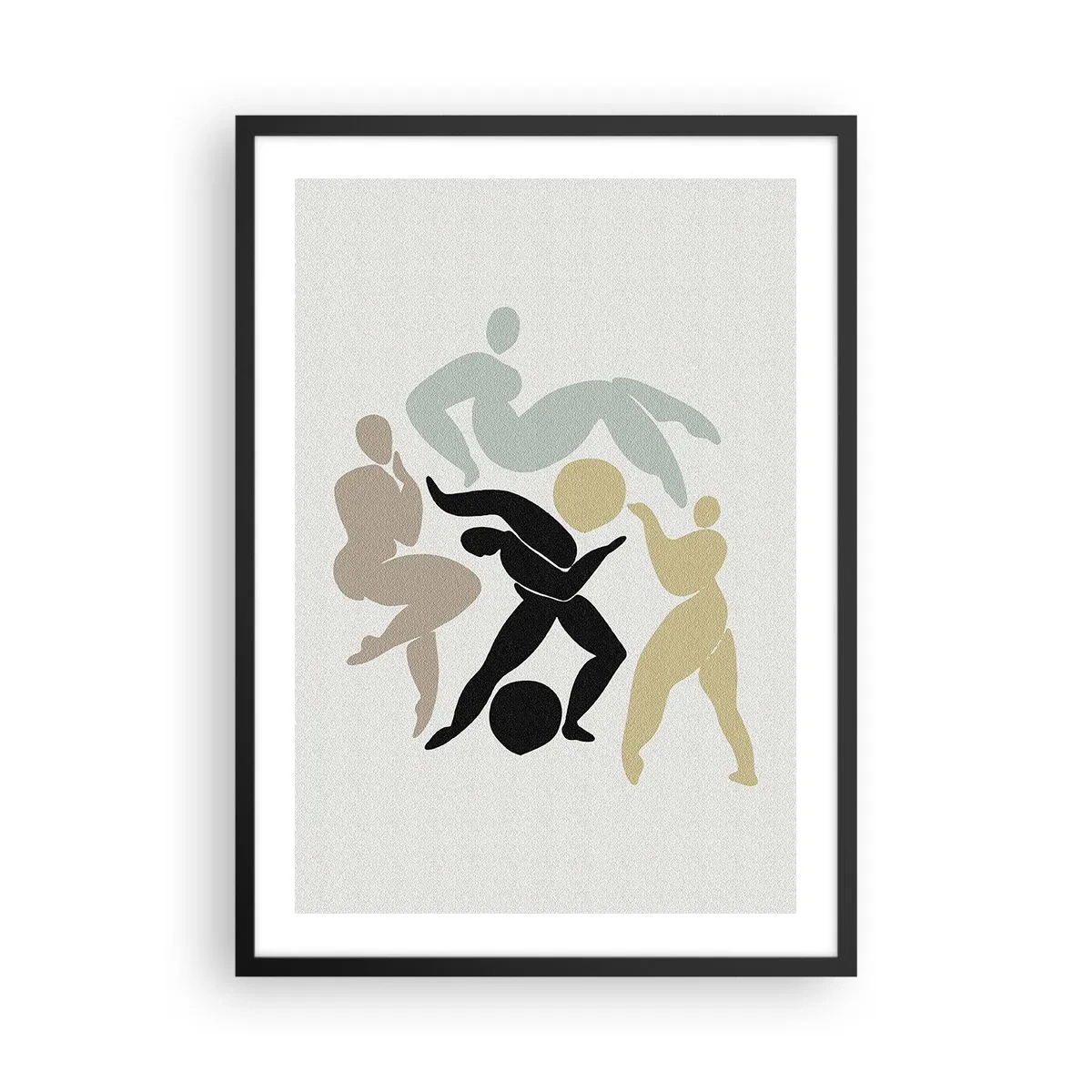Plakát v černém rámu - Abstraktní siluety postav v dynamickém pohybu - 50x70cm - Pohyb pro zdraví a krásu - Moderní nástěnná dekorace do obývacího pokoje a ložnice ARTTOR
