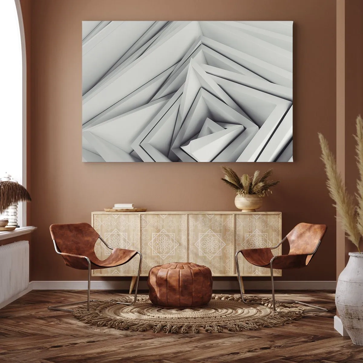 Obraz na plátně - Abstraktní kompozice geometrických tvarů v odstínech šedé. - 70x50cm - Symfonie ostrých úhlů - Moderní nástěnná dekorace do obývacího pokoje a ložnice ARTTOR