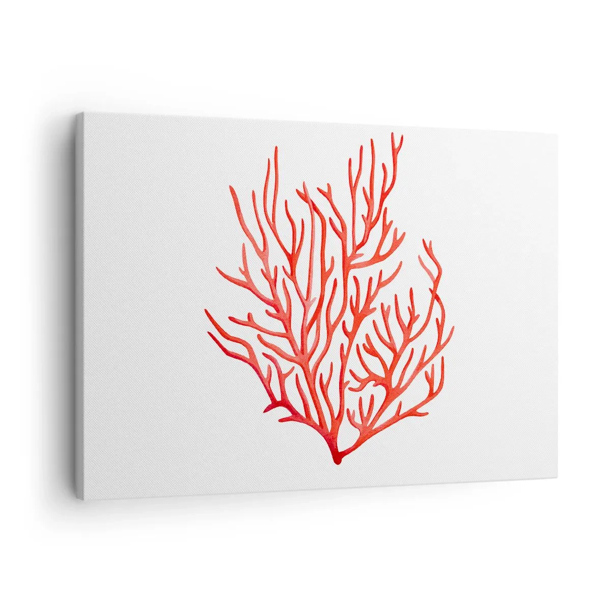 Obraz na plátně - Červený korál na bílém pozadí v minimalistickém stylu - 70x50cm - Korálový filigrán - Moderní nástěnná dekorace do obývacího pokoje a ložnice ARTTOR