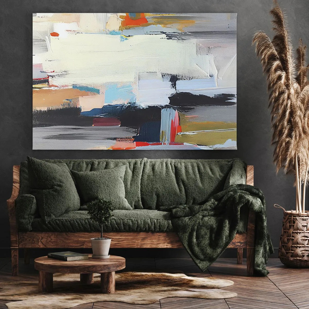 Obraz na plátně - Barevná abstrakce s dynamickými tahy štětcem - 70x50cm - Nějaký způsob? - Moderní nástěnná dekorace do obývacího pokoje a ložnice ARTTOR