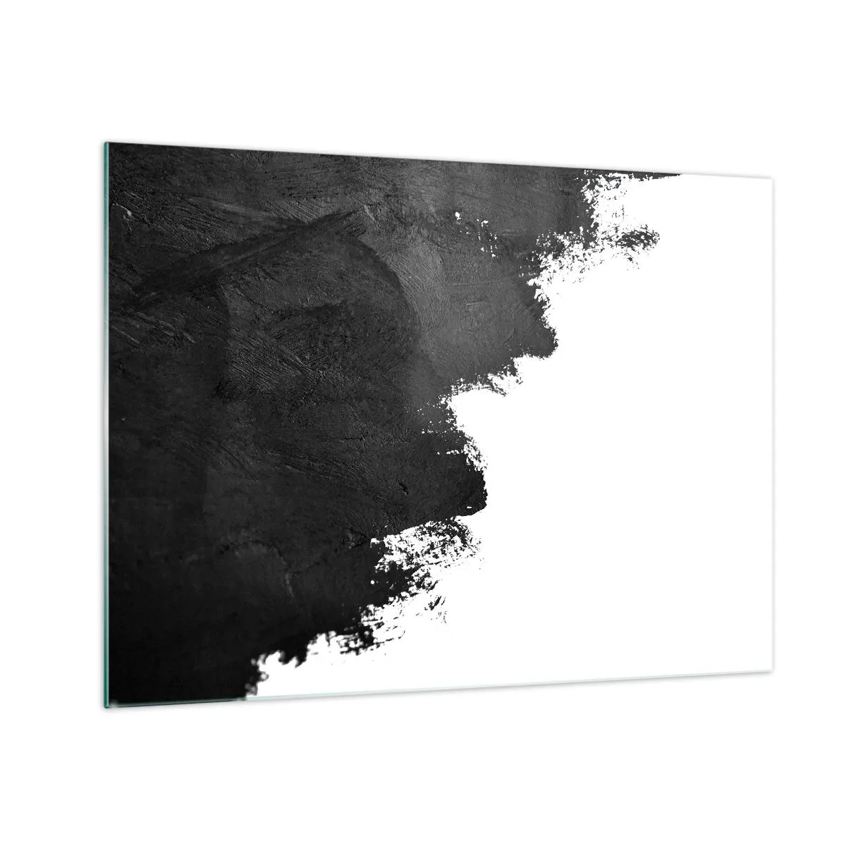 Obraz na skle - Černá barva textura na bílém pozadí v minimalistickém stylu - 70x50cm - Živly: země - Moderní nástěnná dekorace do obývacího pokoje a ložnice ARTTOR