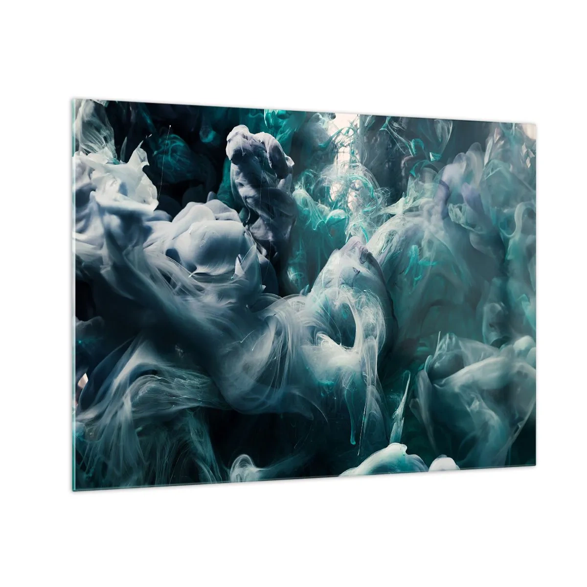 Obraz na skle - Tanec barev ve vodě vytváří abstraktní tvary - 70x50cm - Pohyb barvy - Moderní nástěnná dekorace do obývacího pokoje a ložnice ARTTOR