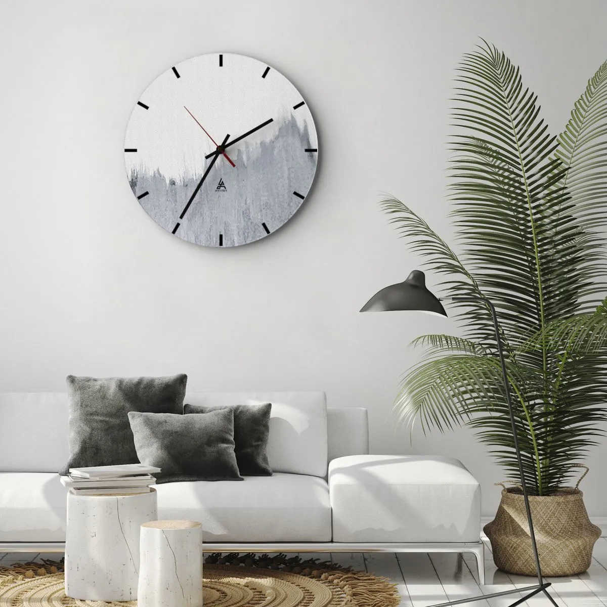 Nástěnné hodiny - Šedá abstrakce se svislými tahy štětcem - 30x30cm - Tajemný záznam - Moderní nástěnná dekorace do obývacího pokoje, kuchyně a ložnice ARTTOR
