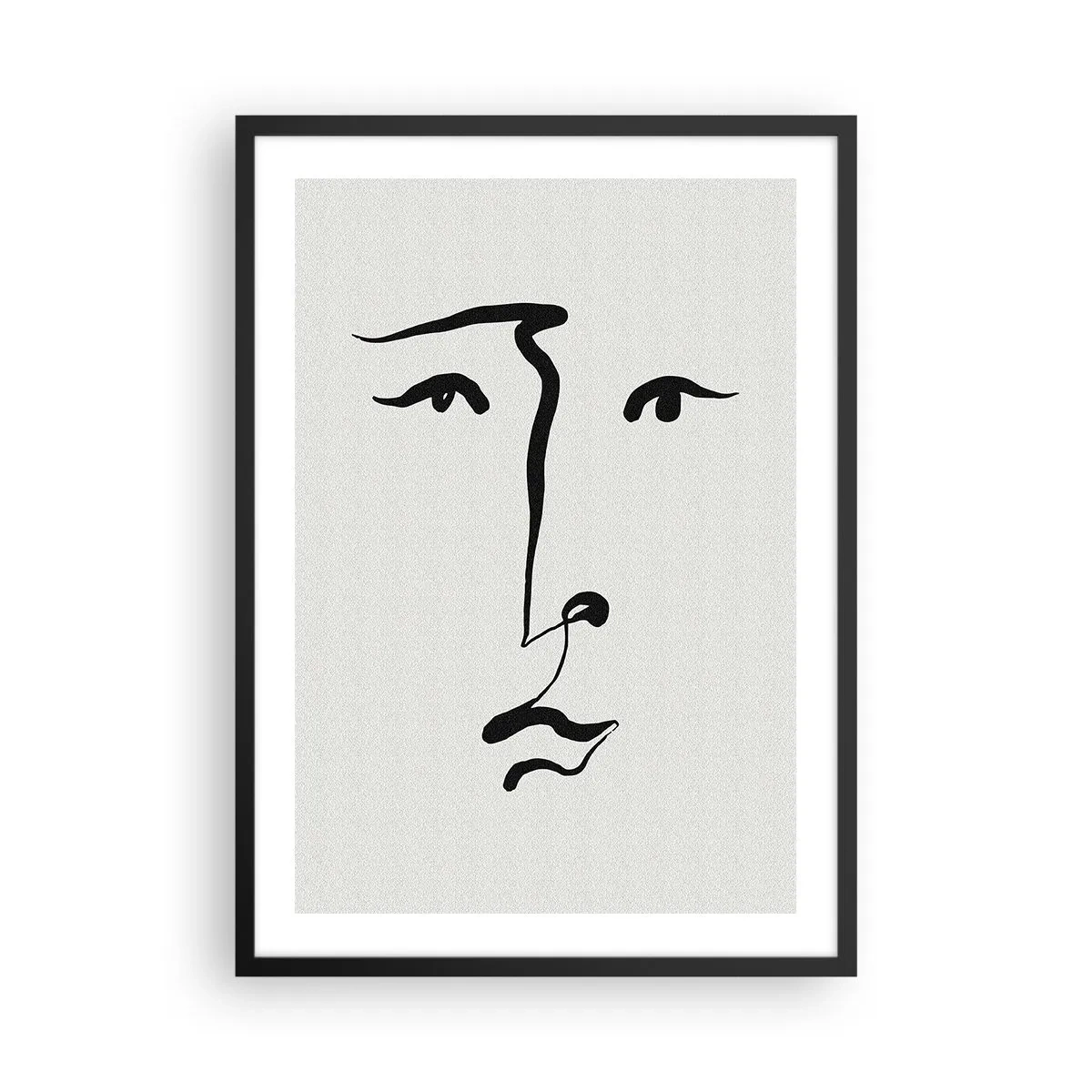 Plakát v černém rámu - Minimalistická ilustrace obličeje jedním tahem štětcem - 50x70cm - Jednoduchý portrét - Moderní nástěnná dekorace do obývacího pokoje a ložnice ARTTOR
