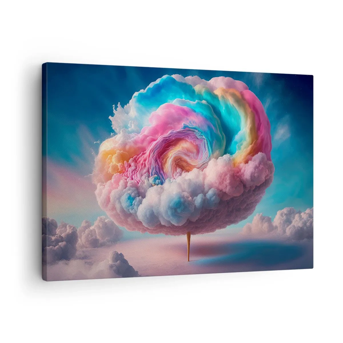 Obraz na plátně - Spirálovitý mrak s pastelovými barvami na obloze - 70x50cm - Sen o zábavním parku - Moderní nástěnná dekorace do obývacího pokoje a ložnice ARTTOR