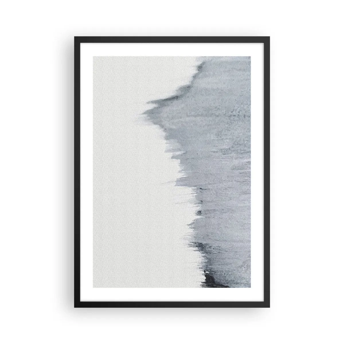 Plakát v černém rámu - Abstraktní kompozice v odstínech šedé s dynamickými tahy štětcem. - 50x70cm - Tajemný záznam - Moderní nástěnná dekorace do obývacího pokoje a ložnice ARTTOR