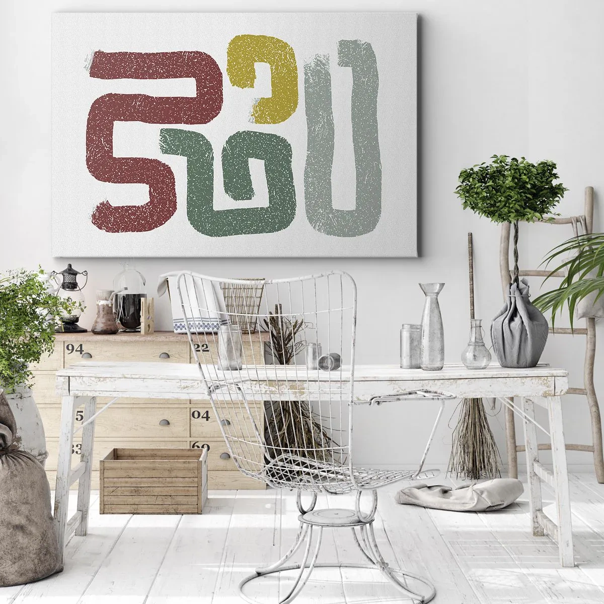 Obraz na plátně - Barevné geometrické vzory v abstraktním stylu - 70x50cm - V neznámém jazyce - Moderní nástěnná dekorace do obývacího pokoje a ložnice ARTTOR