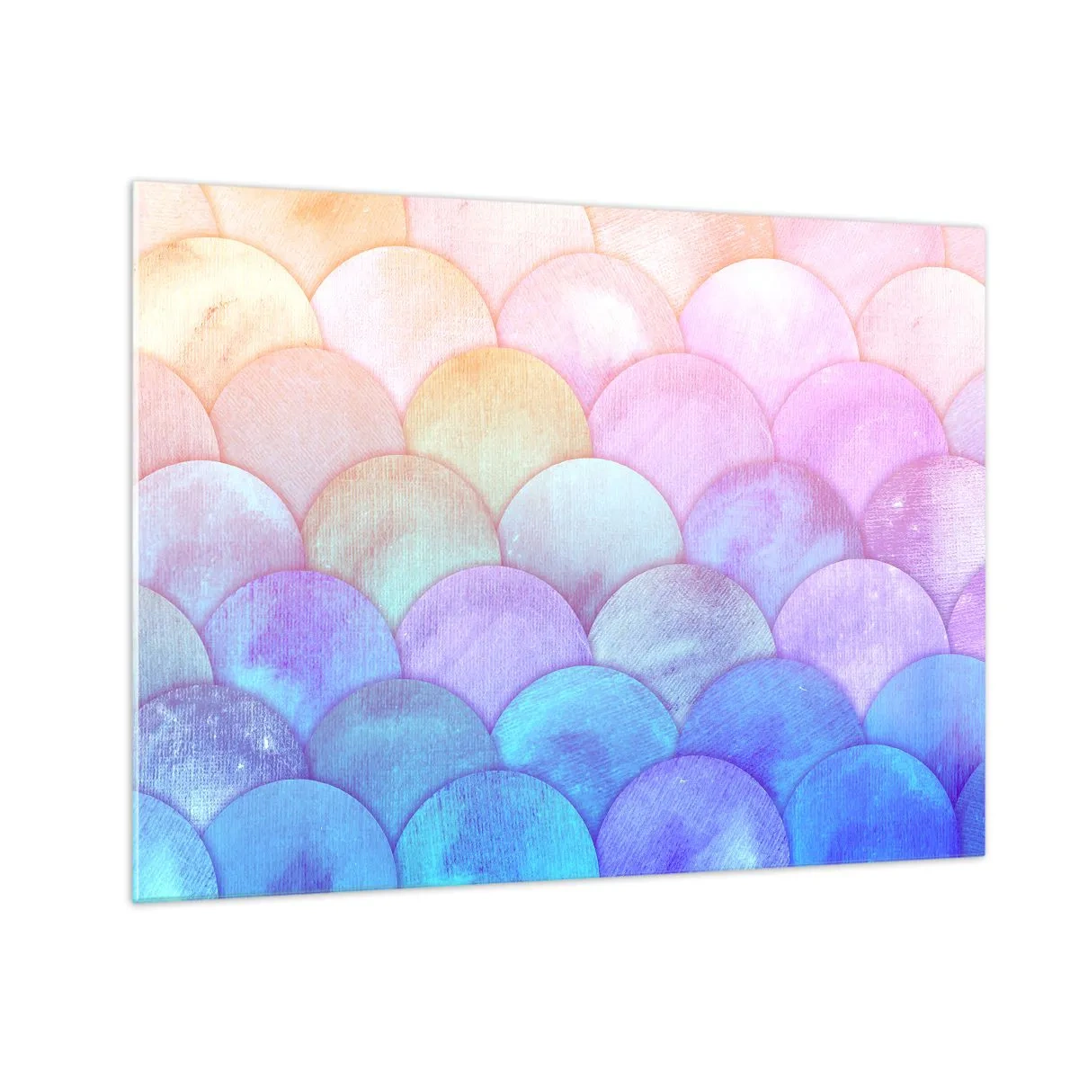 Obraz na skle - Perlové šupiny v pastelových odstínech růžové, modré a fialové - 70x50cm - Perleťová šupina - Moderní nástěnná dekorace do obývacího pokoje a ložnice ARTTOR
