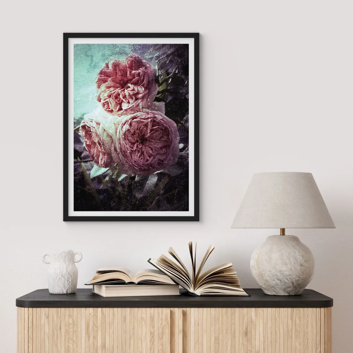 Plakát v černém rámu - V romantické atmosféře - 50x70cm - V romantické atmosféře - Moderní nástěnná dekorace do obývacího pokoje a ložnice ARTTOR