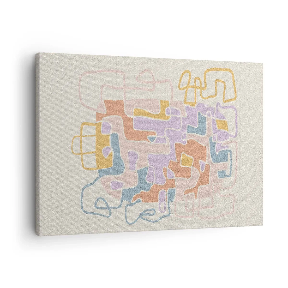 Obraz na plátně - Pastelové abstraktní linie vytvářející geometrické vzory - 70x50cm - Labyrint – veselé dobrodružství - Moderní nástěnná dekorace do obývacího pokoje a ložnice ARTTOR