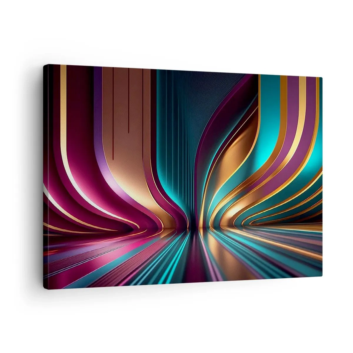 Obraz na plátně - Futuristická abstrakce s intenzivními barvami a křivkami - 70x50cm - Architektura světla - Moderní nástěnná dekorace do obývacího pokoje a ložnice ARTTOR