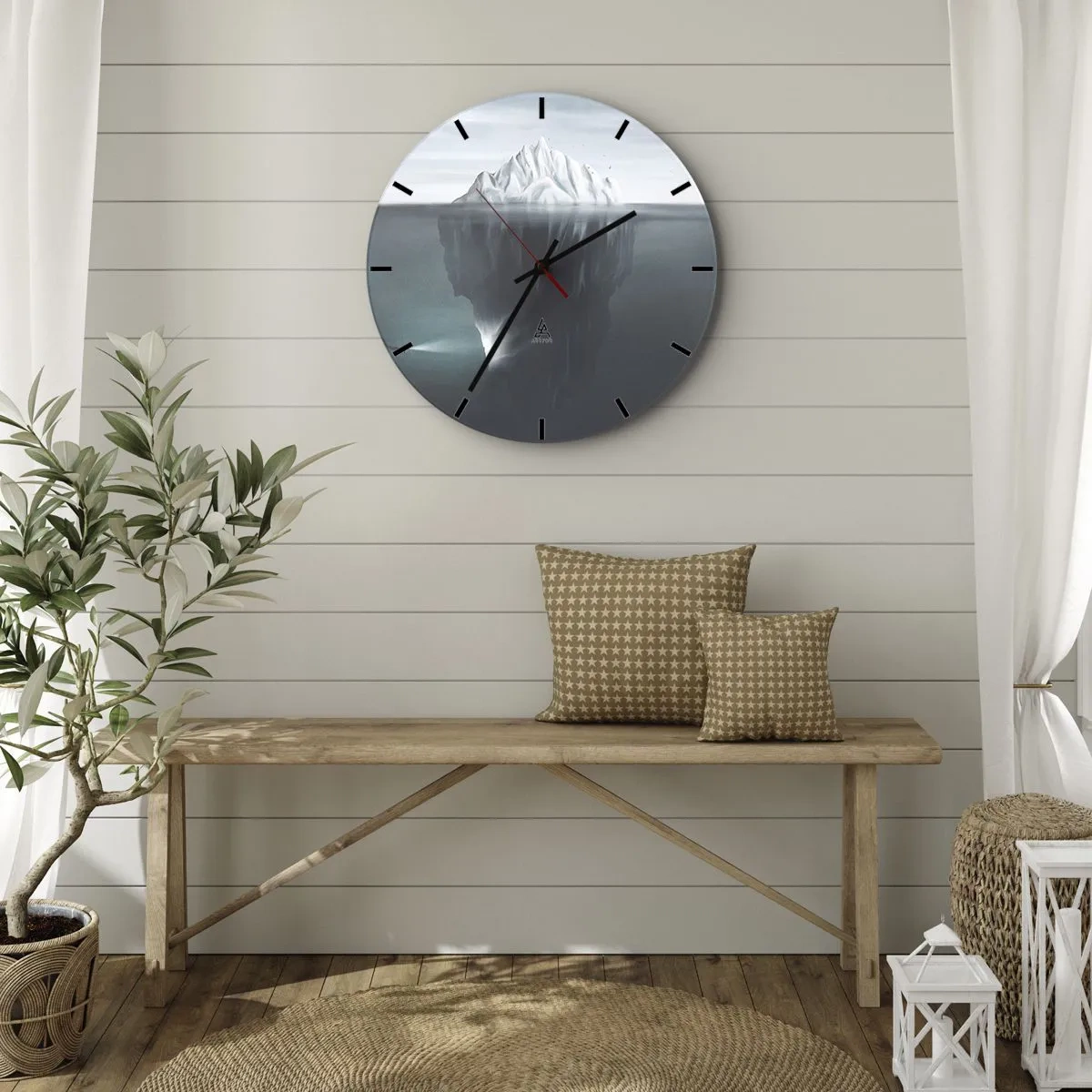 Nástěnné hodiny - Ledovec s viditelnou podvodní částí v chladných tónech - 30x30cm - Podvodní tajemství - Moderní nástěnná dekorace do obývacího pokoje, kuchyně a ložnice ARTTOR