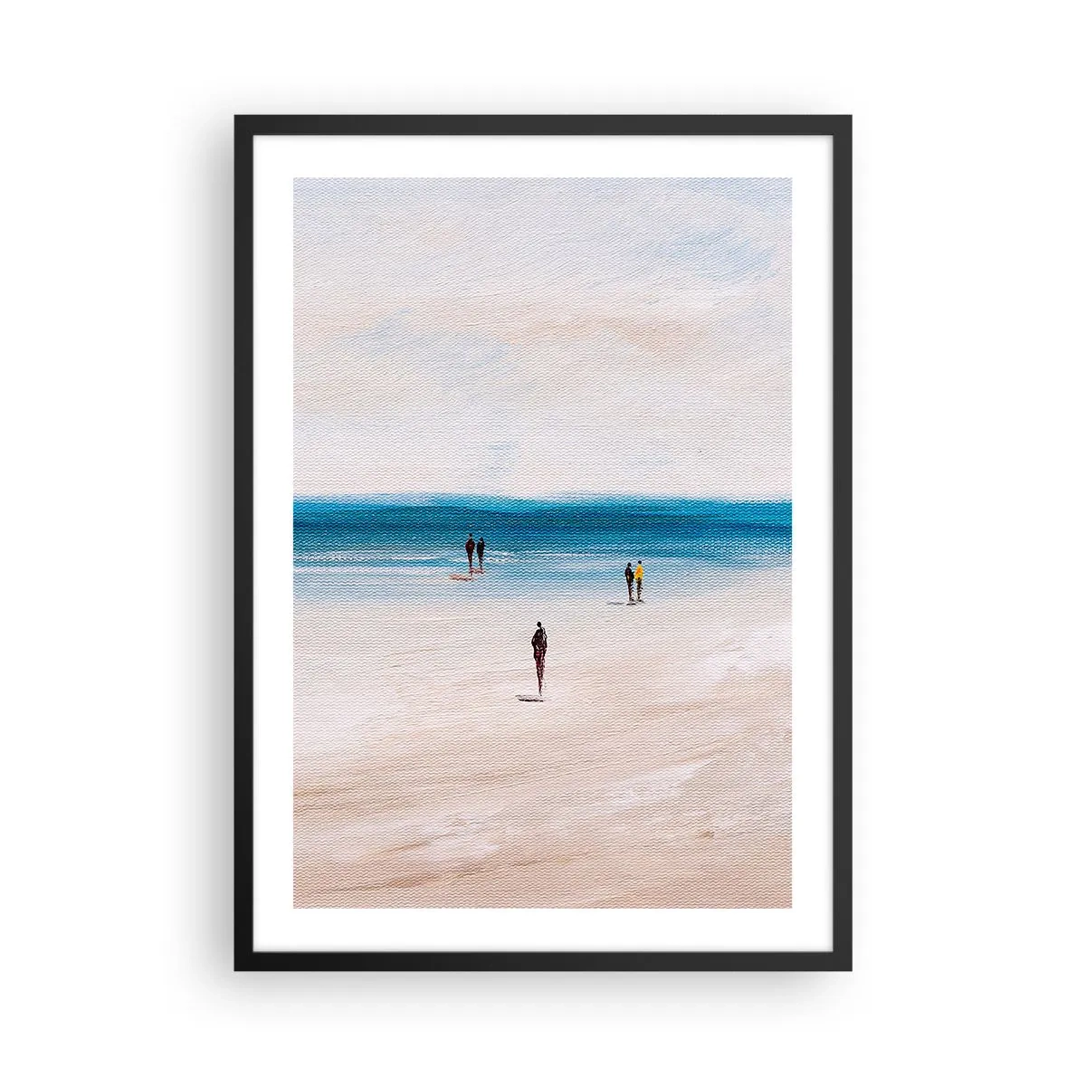 Plakát v černém rámu - Minimalistická plážová scéna - 50x70cm - Přirozená potřeba - Moderní nástěnná dekorace do obývacího pokoje a ložnice ARTTOR