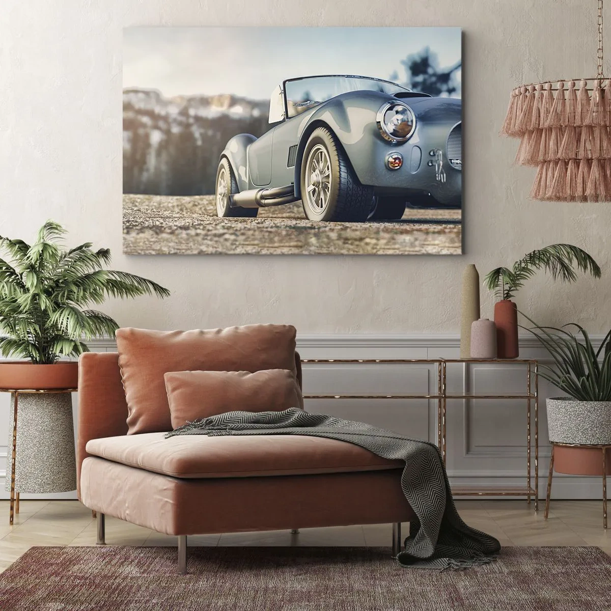 Obraz na plátně - Klasický kabriolet v malebném prostředí - 70x50cm - Protože na stylu záleží - Moderní nástěnná dekorace do obývacího pokoje a ložnice ARTTOR