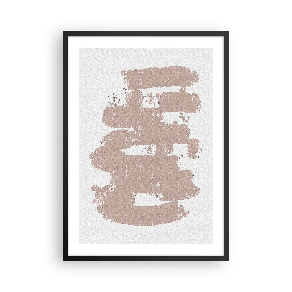 Plakát v černém rámu - Minimalistická kompozice v béžových odstínech - 50x70cm - Abstrakce v jemné růžové - Moderní nástěnná dekorace do obývacího pokoje a ložnice ARTTOR
