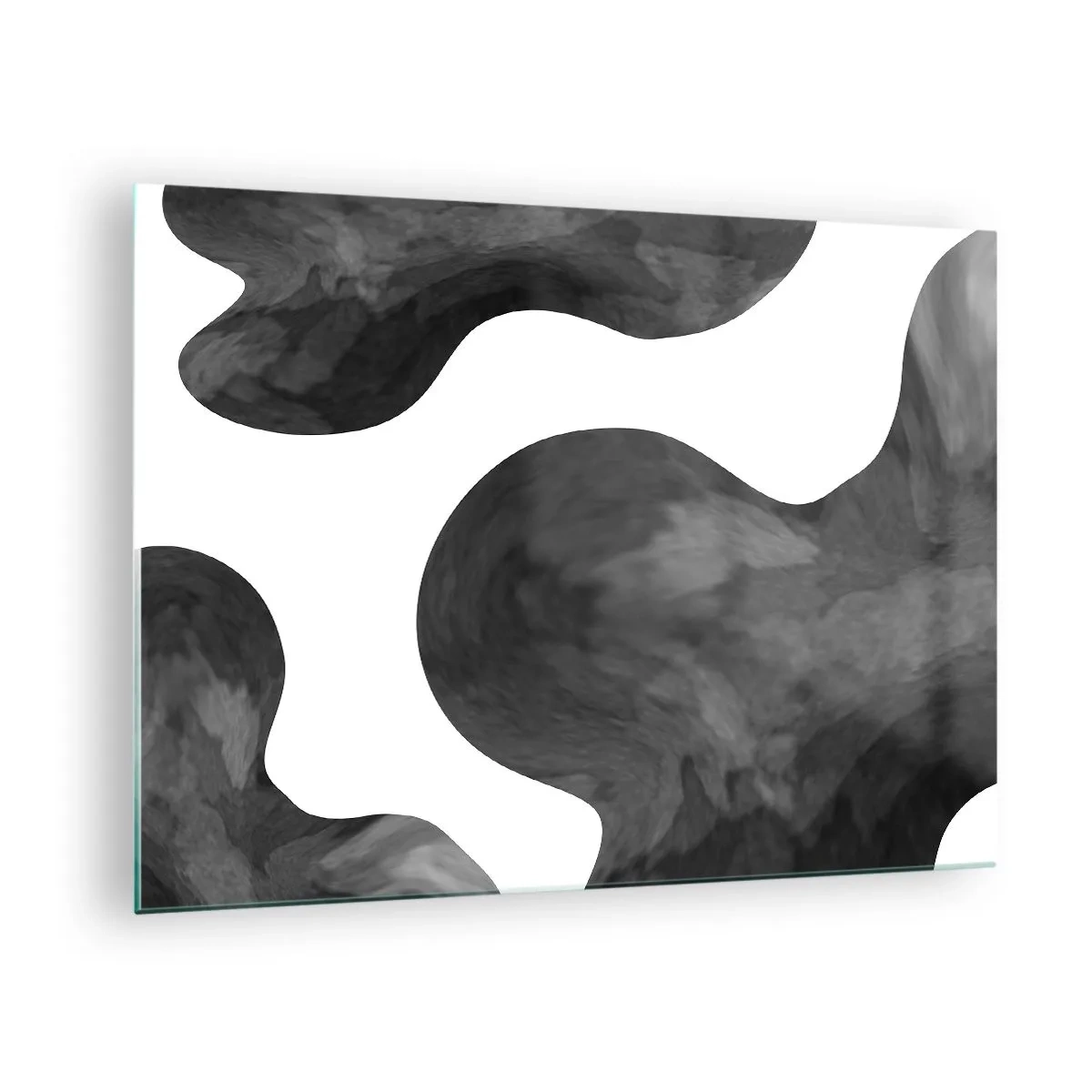 Obraz na skle - Abstraktní tvary v černobílých tónech - 70x50cm - Mléčná dráha - Moderní nástěnná dekorace do obývacího pokoje a ložnice ARTTOR