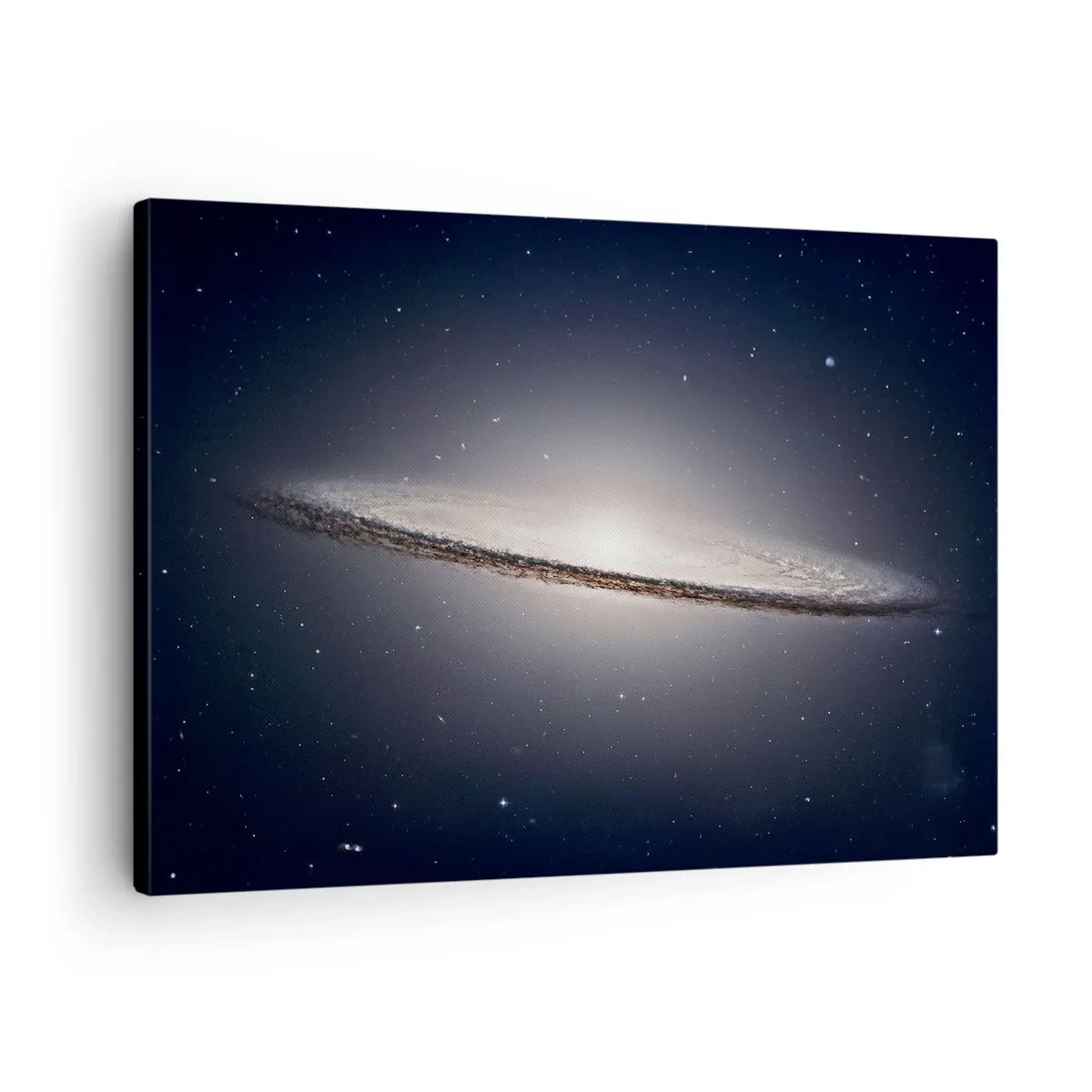 Obraz na plátně - Spirální galaxie na pozadí hvězdného vesmíru - 70x50cm - Kdysi dávno, v jedné vzdálené galaxii… - Moderní nástěnná dekorace do obývacího pokoje a ložnice ARTTOR