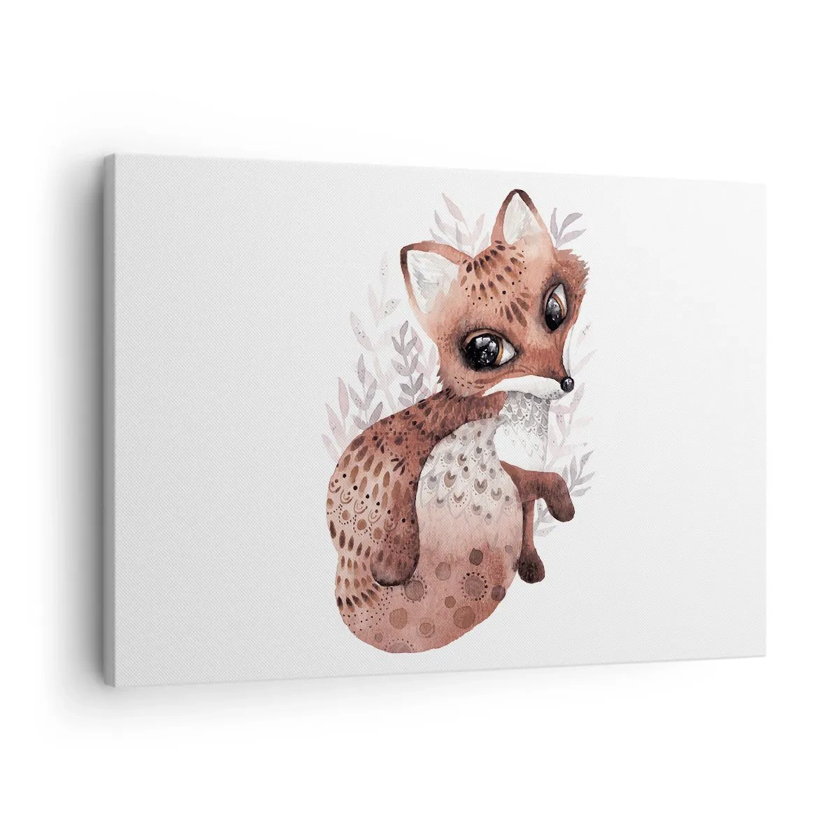 Obraz na plátně - Roztomilá akvarelová liška na světlém pozadí - 70x50cm - Prostě se zamilovat - Moderní nástěnná dekorace do obývacího pokoje a ložnice ARTTOR
