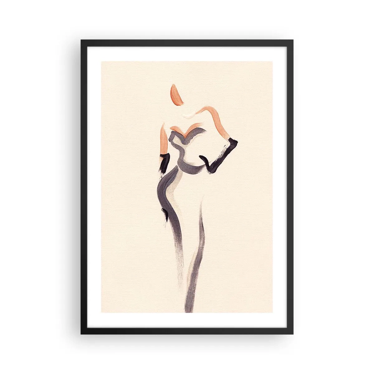 Plakát v černém rámu - Minimalistická ženská silueta - 50x70cm - Ze zlatých let Hollywoodu - Moderní nástěnná dekorace do obývacího pokoje a ložnice ARTTOR