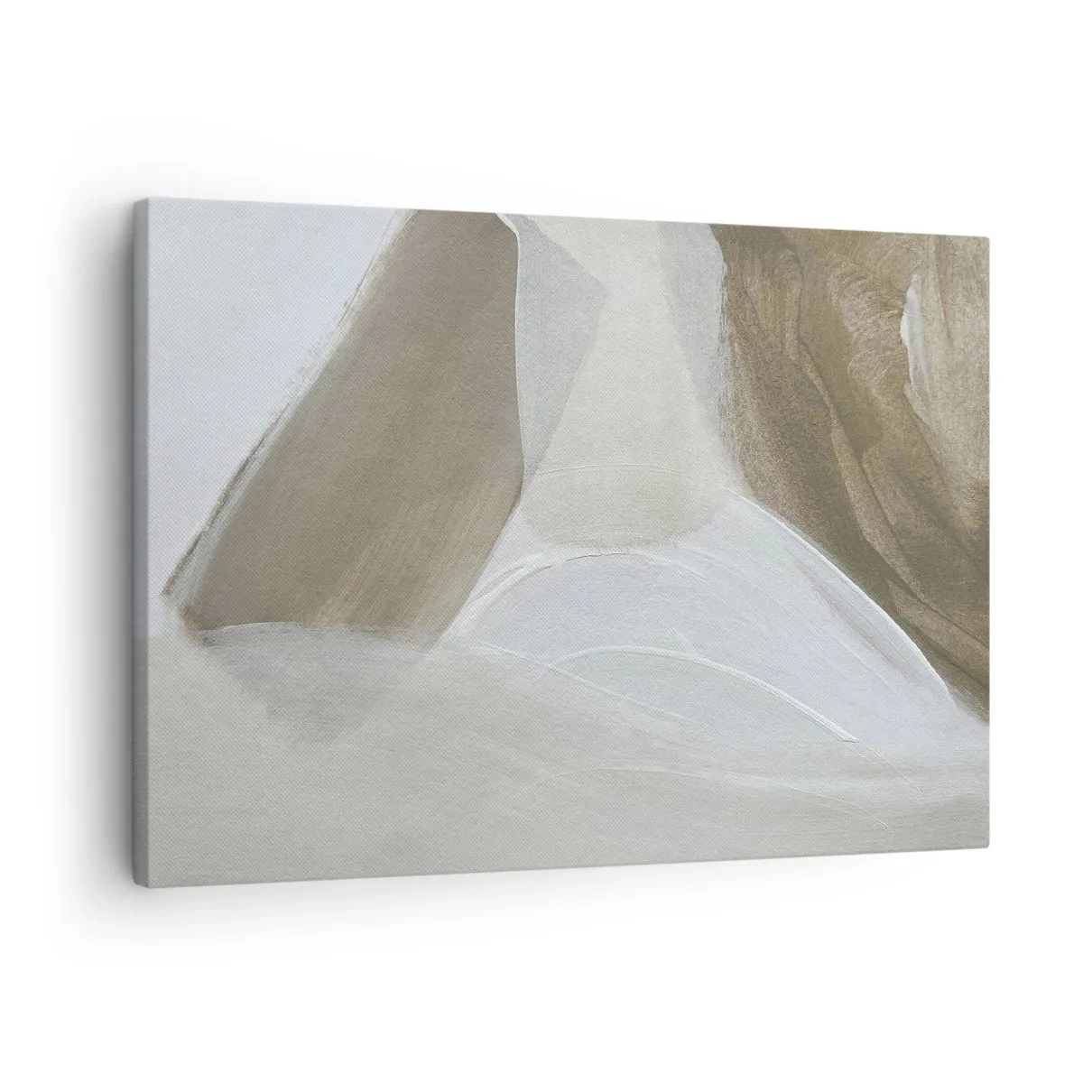 Obraz na plátně - Jemná abstrakce v odstínech béžové a bílé - 70x50cm - Vlna bílé - Moderní nástěnná dekorace do obývacího pokoje a ložnice ARTTOR