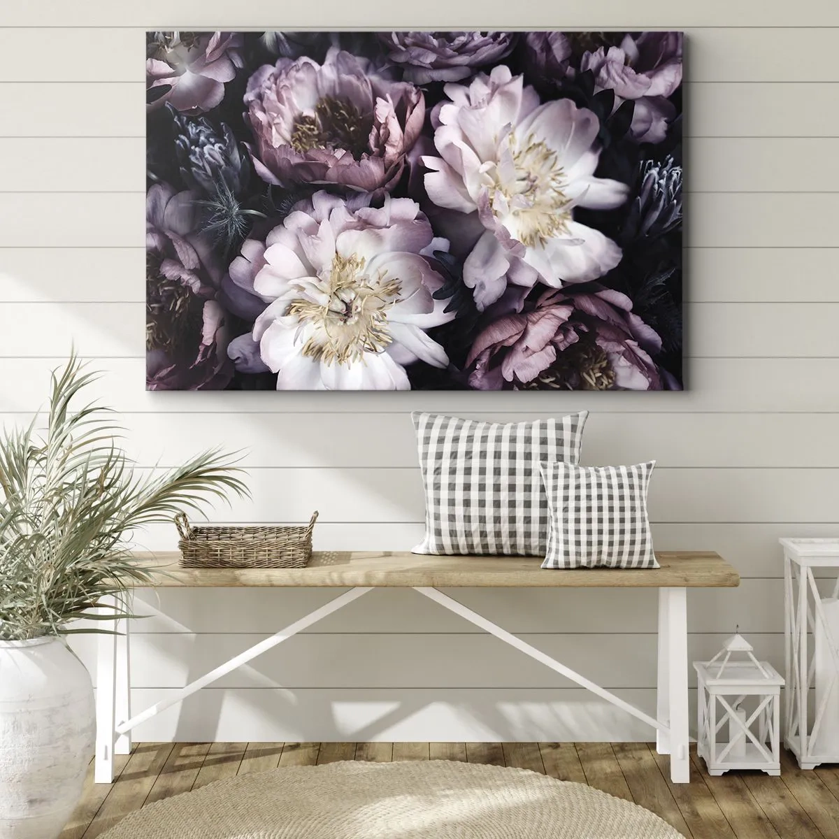 Obraz na plátně - Květiny v jemných pastelových odstínech - 70x50cm - Kytice ve starém stylu - Moderní nástěnná dekorace do obývacího pokoje a ložnice ARTTOR