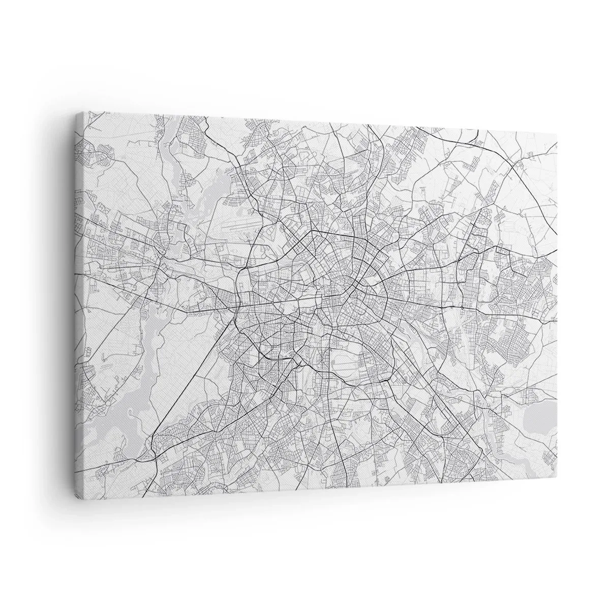Obraz na plátně - Podrobná černobílá mapa města - 70x50cm - Květ Berlína - Moderní nástěnná dekorace do obývacího pokoje a ložnice ARTTOR